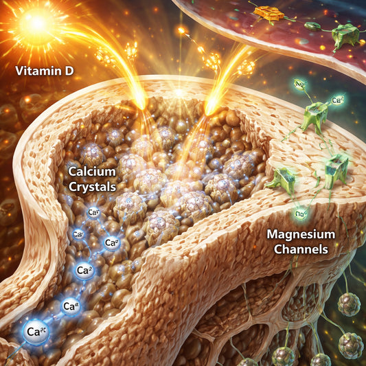 detailed view of bone health nutrients in action.