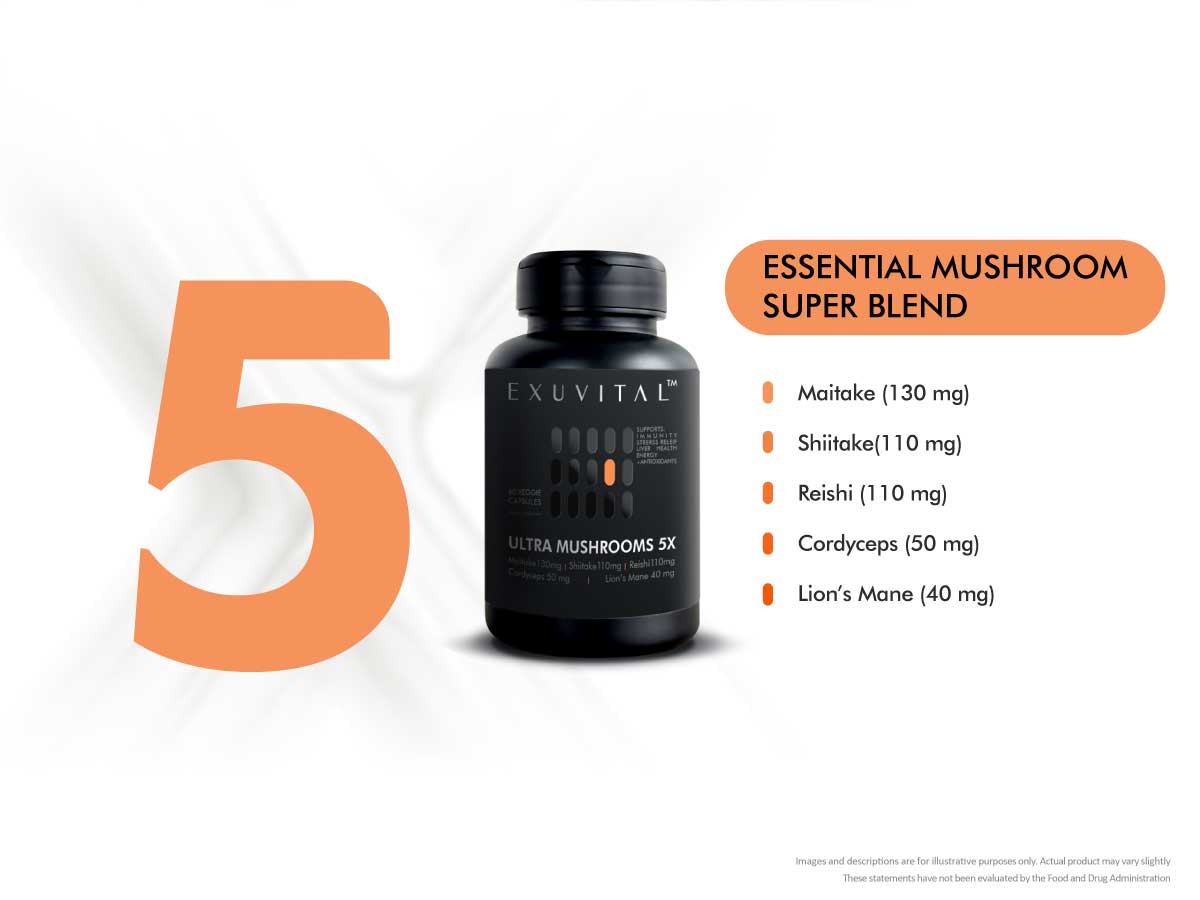 Ultra Mushrooms 5X Advanced Blend for Immunity and Energy Support